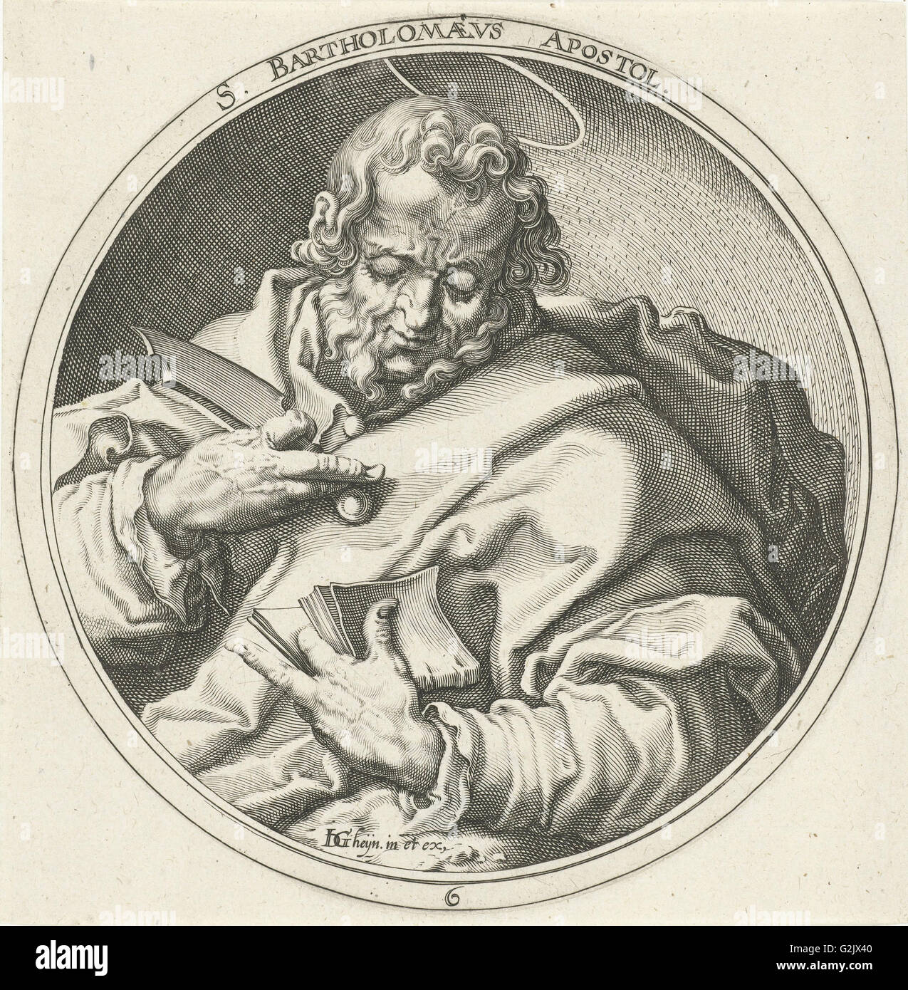 St. Bartholomew, print maker: Zacharias Dolendo, Jacob de Gheyn II, c. 1596 Stock Photo