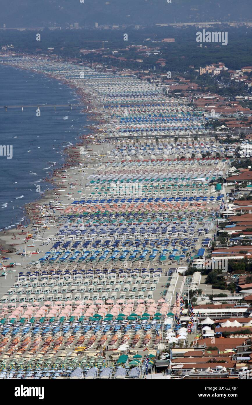 Versilia,italy,beach, sea , view from helicopter Stock Photo
