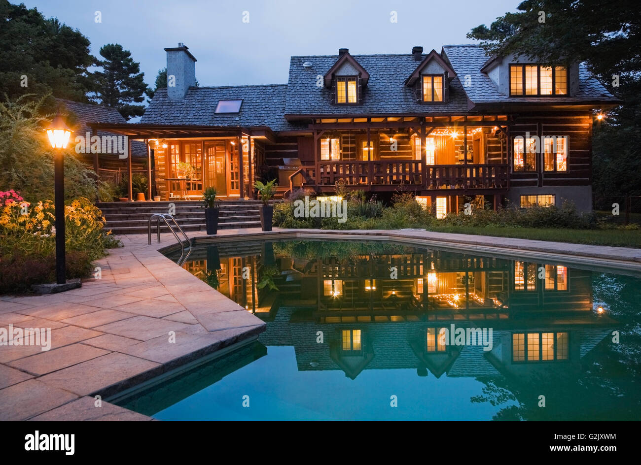 Swimming Pool Night Residential Stock Photos Swimming Pool