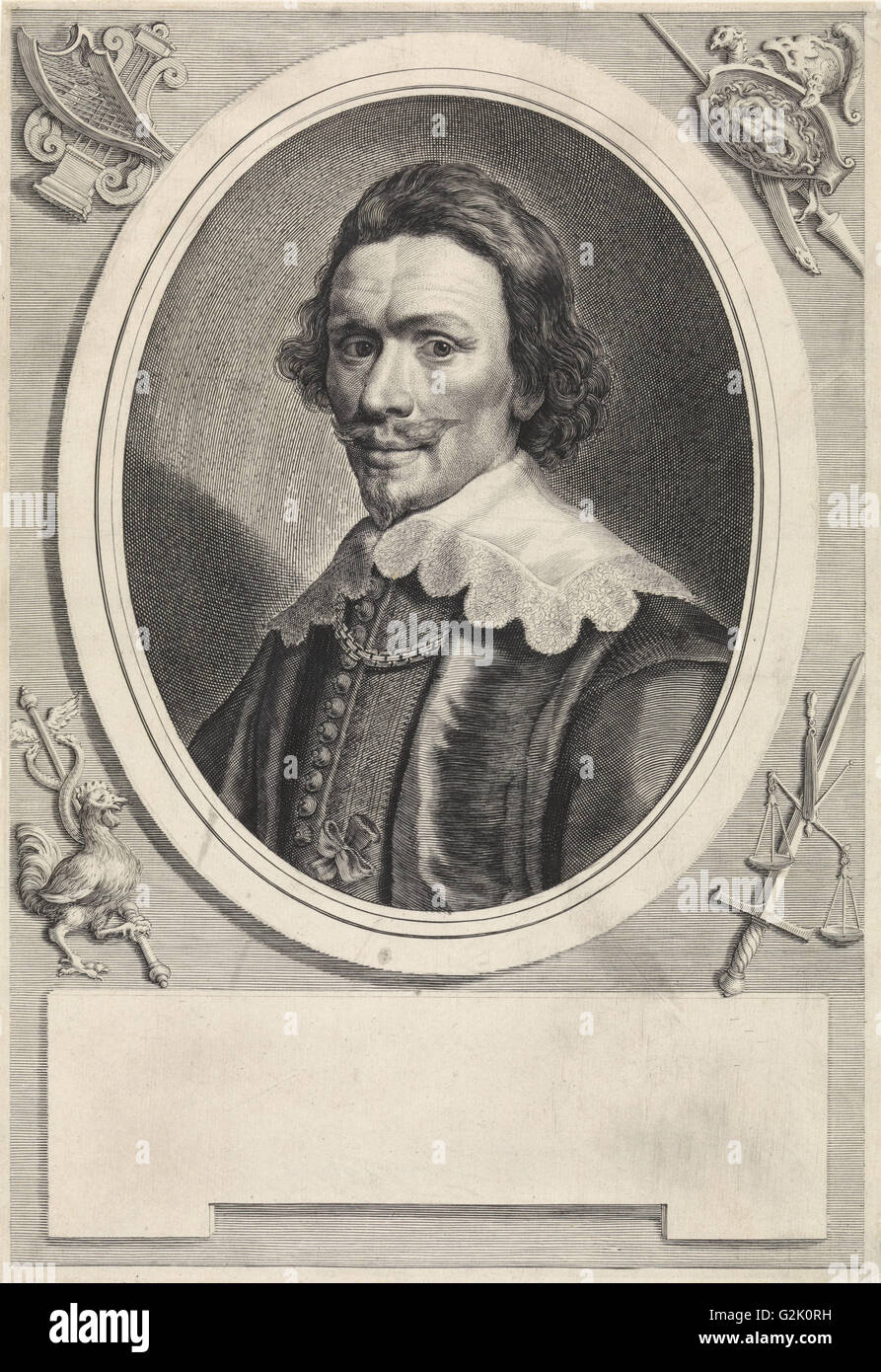 Portrait of Theodore John Dirk Graswinckel, Theodor Matham, Michiel Jansz van Mierevelt, 1636 - 1666 Stock Photo