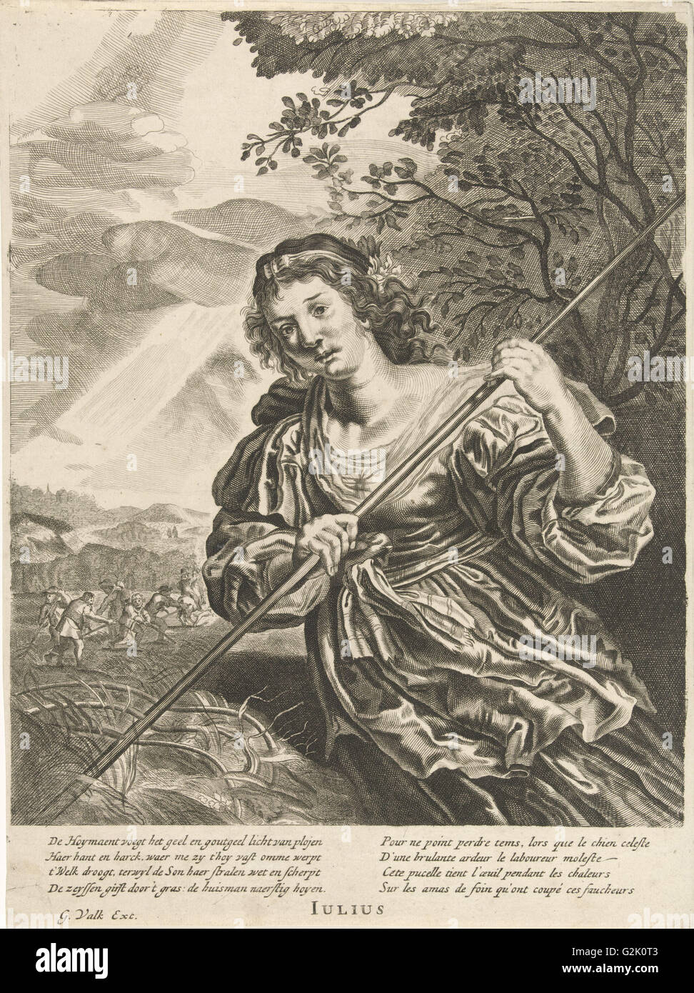 July a woman harvesting, Anonymous, Reinier van Persijn, Joachim von