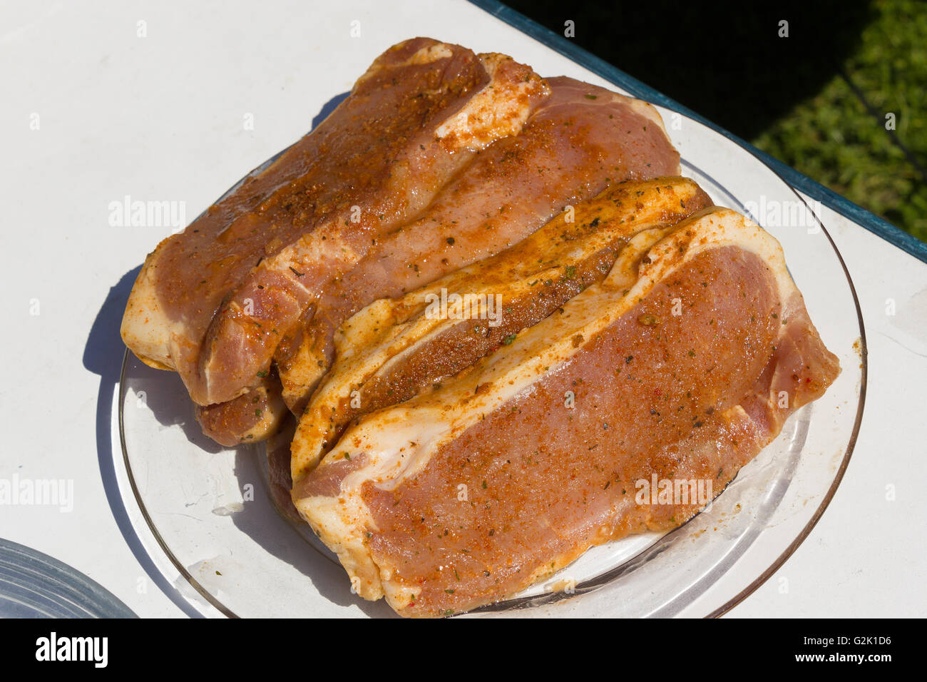 Marinated steak before going on the grill Stock Photo Alamy