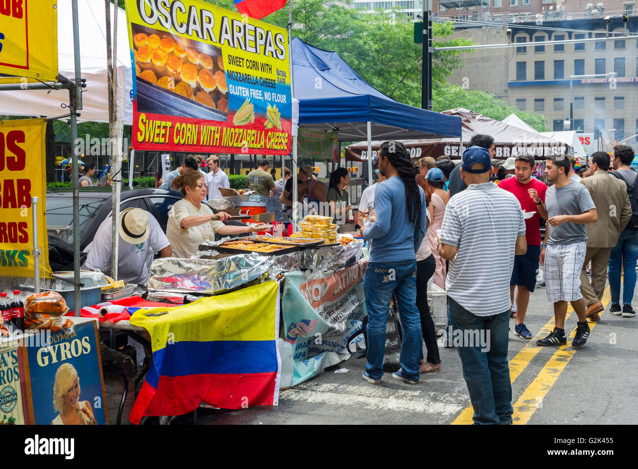 Gyros, smoothies and other food at a street fair in Lower Manhattan in