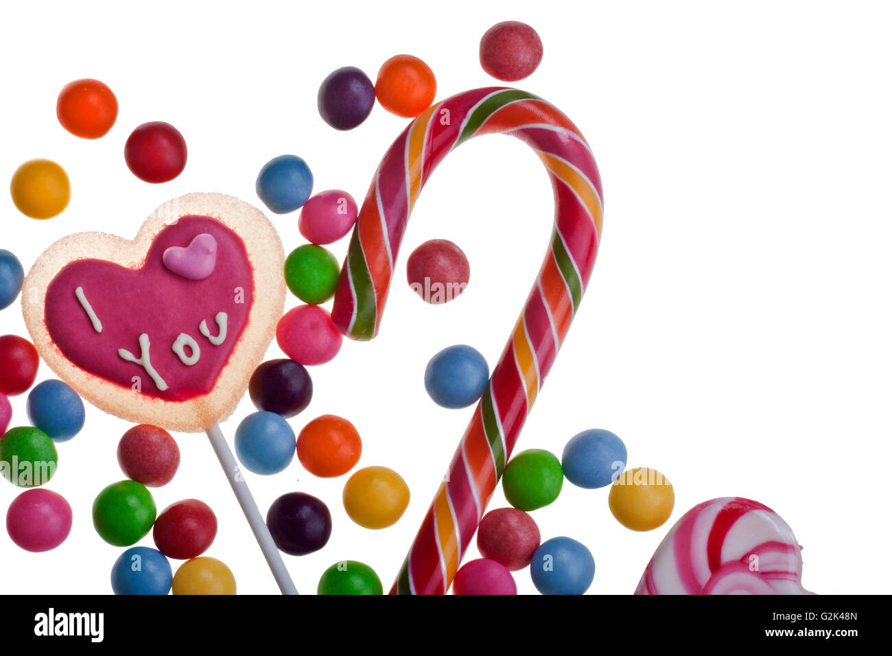Lollipops and mixed colorful sweets Stock Photo