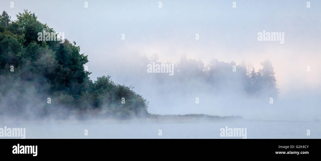 Misty morning on Rock Lake, Algonquin Park. Stock Photo