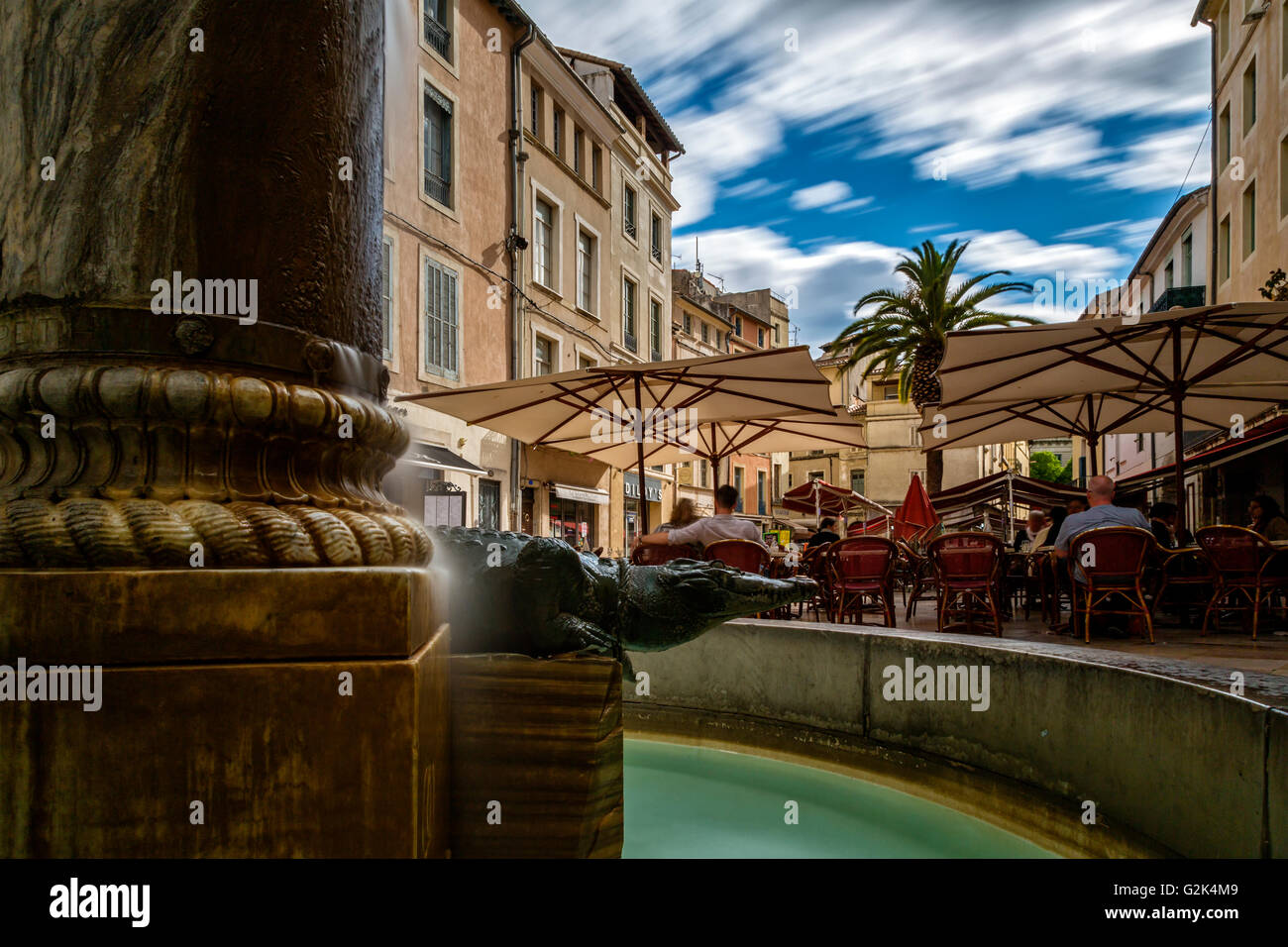 Place du Marche, The crocodile by Raysse, Nimes, Gard, France Stock Photo