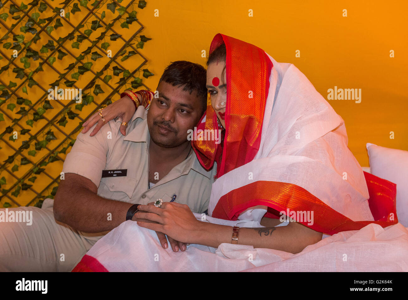 Hijra Leader Laxmi Narayan Tripathi Blessing Police Officer Devotee Hijra Akhara Ujjain Kumbh