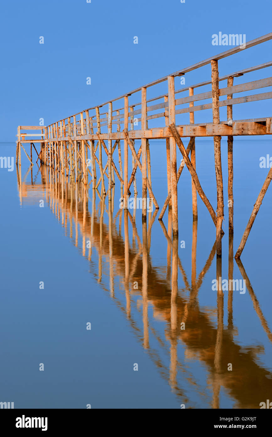 Stick pier on Lake Winnipeg Matlock Manitoba Canada Stock Photo