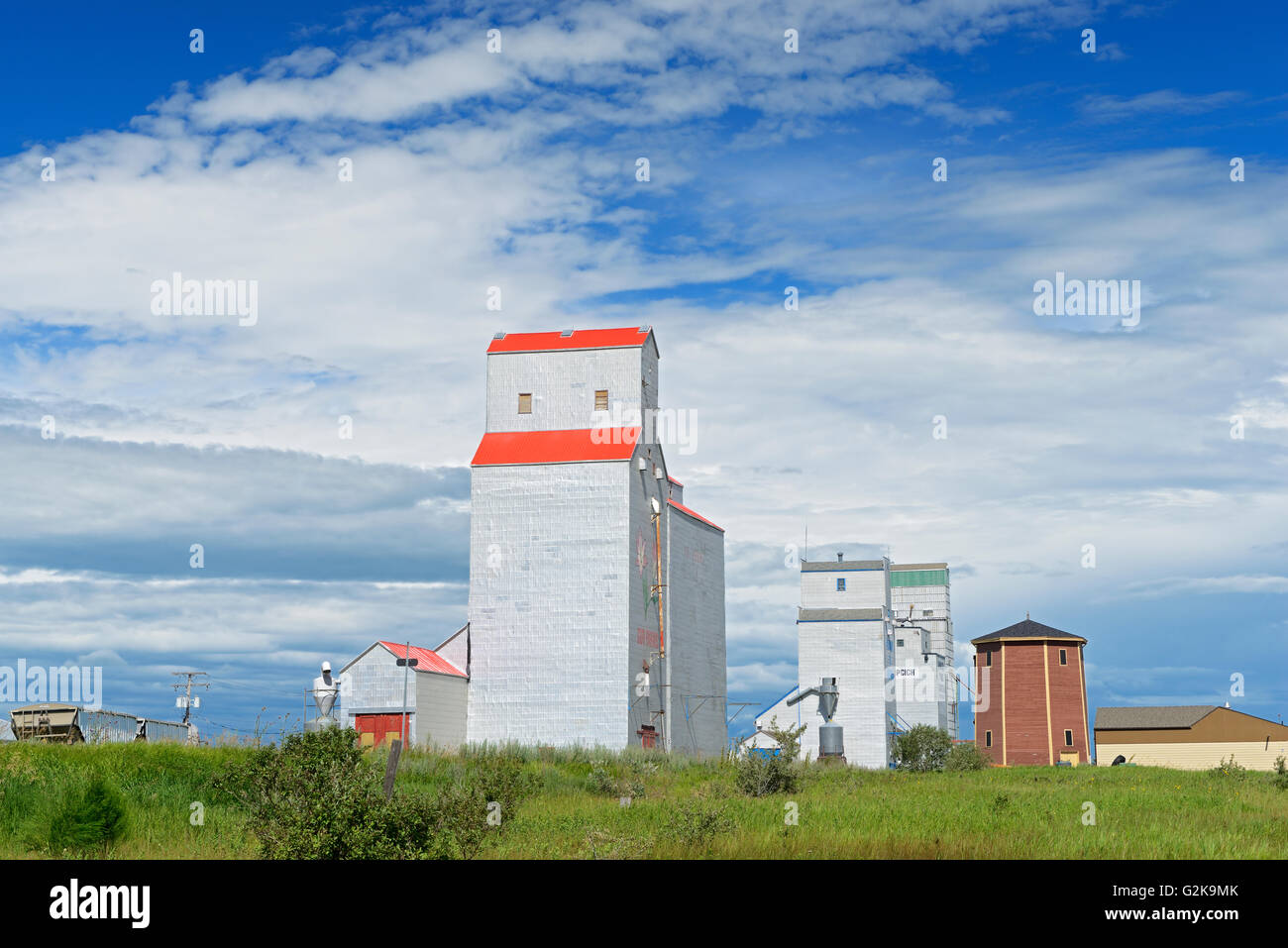 grain elevators and clouds Kenaston Saskatchewan Canada Stock Photo Alamy