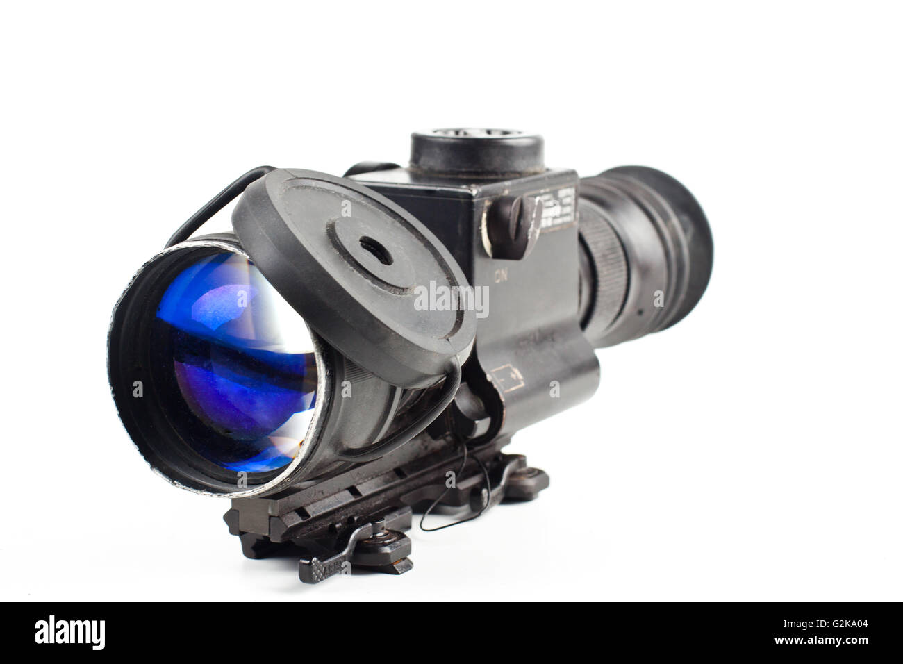 night vision sniper scope isolated on white background Stock Photo