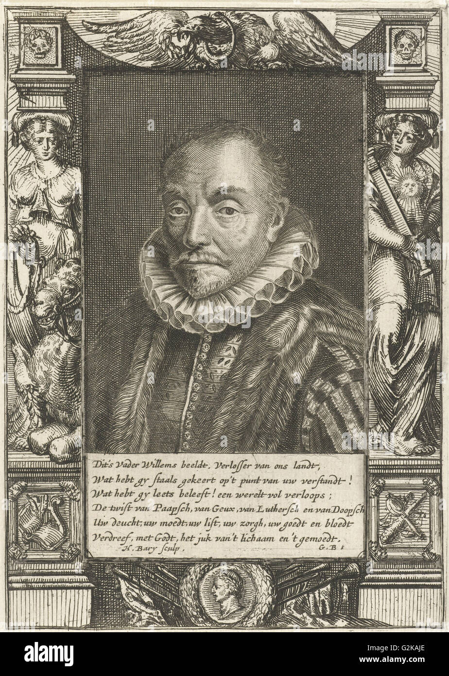 Portrait of William I, Prince of Orange, Hendrik Bary, Geeraert Brandt (I), 1657 - 1707 Stock Photo
