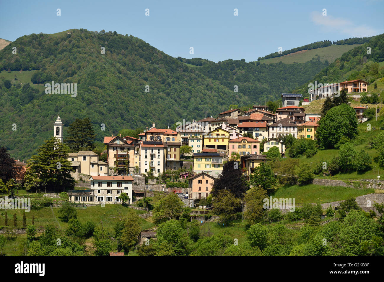 Village Bruzella in Valle di Muggio, Breggia, District Mendrisio, Canton of Ticino, Switzerland Stock Photo