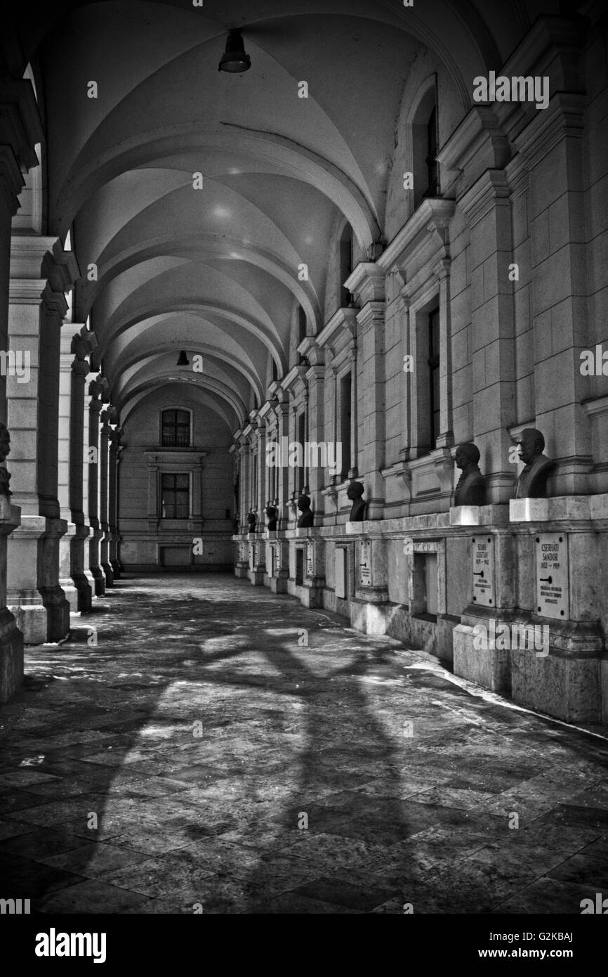 Row of Bronze Busts, Arcade of West Façade, Ministry of Agriculture and Rural Development, Budapest, Hungary Stock Photo