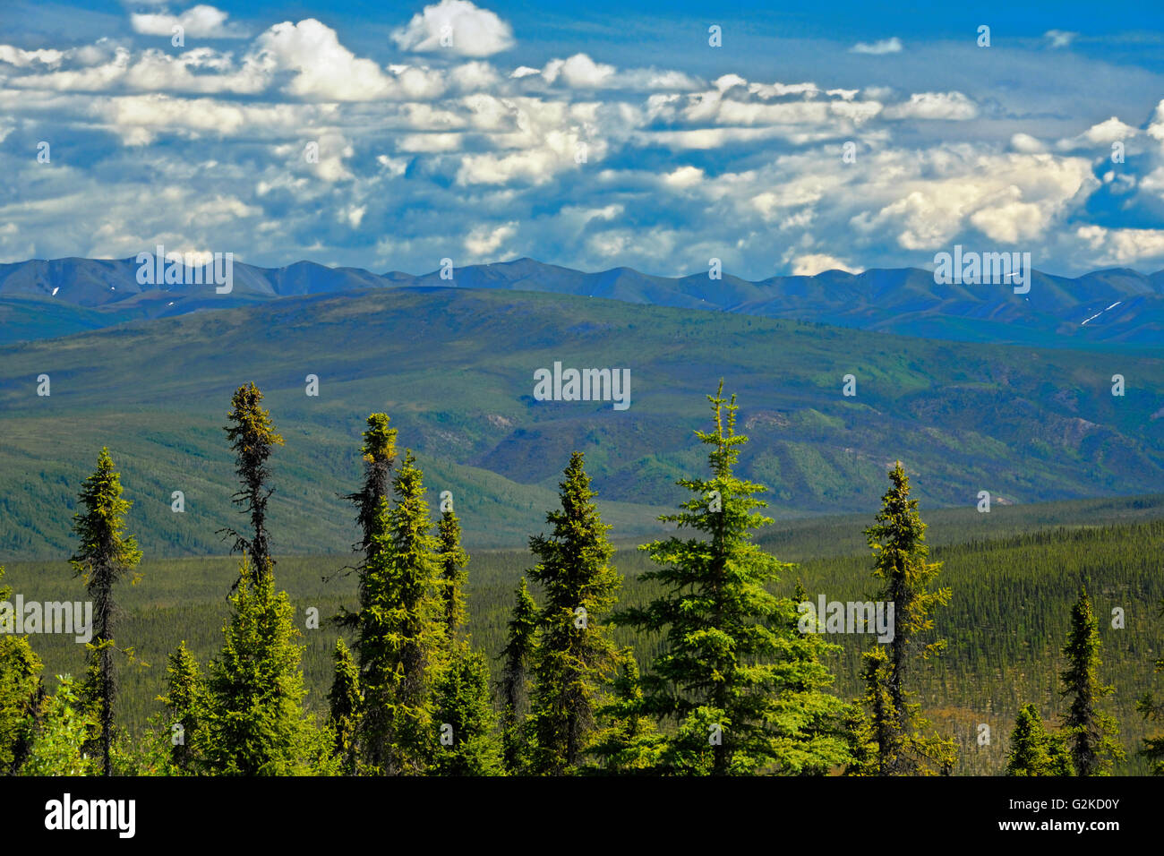 View of Ogilvie Mountains from Ogilvie Summit (KM 259) on the Dempster Highway Dempster Highway Yukon Canada Stock Photo