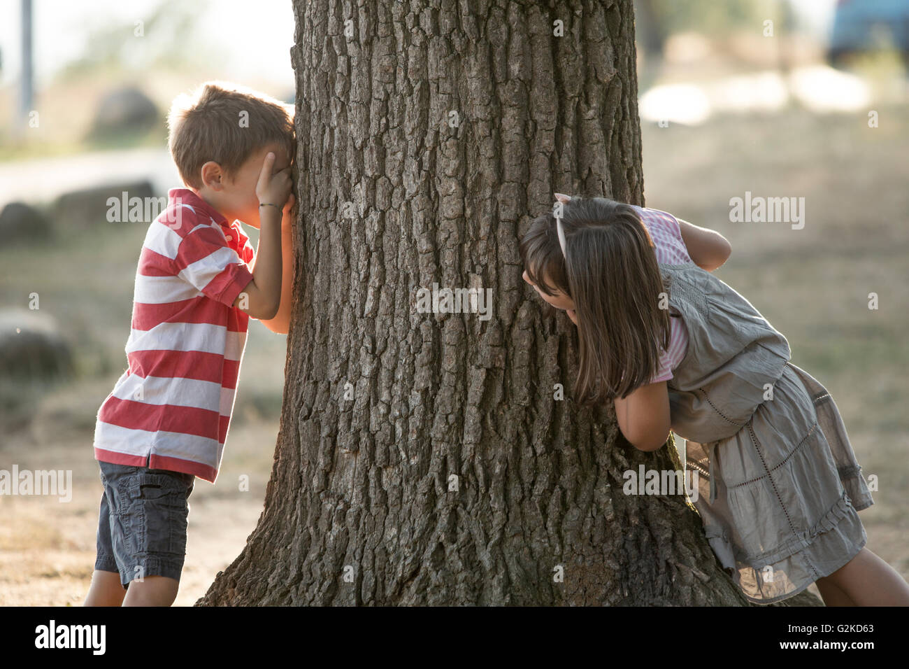 Girls playing hide and seek - Stock Image - F022/6980 - Science Photo  Library