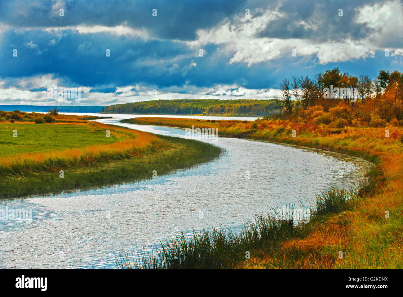 River and storm clouds Green Lake Saskatchewan Canada Stock Photo Alamy