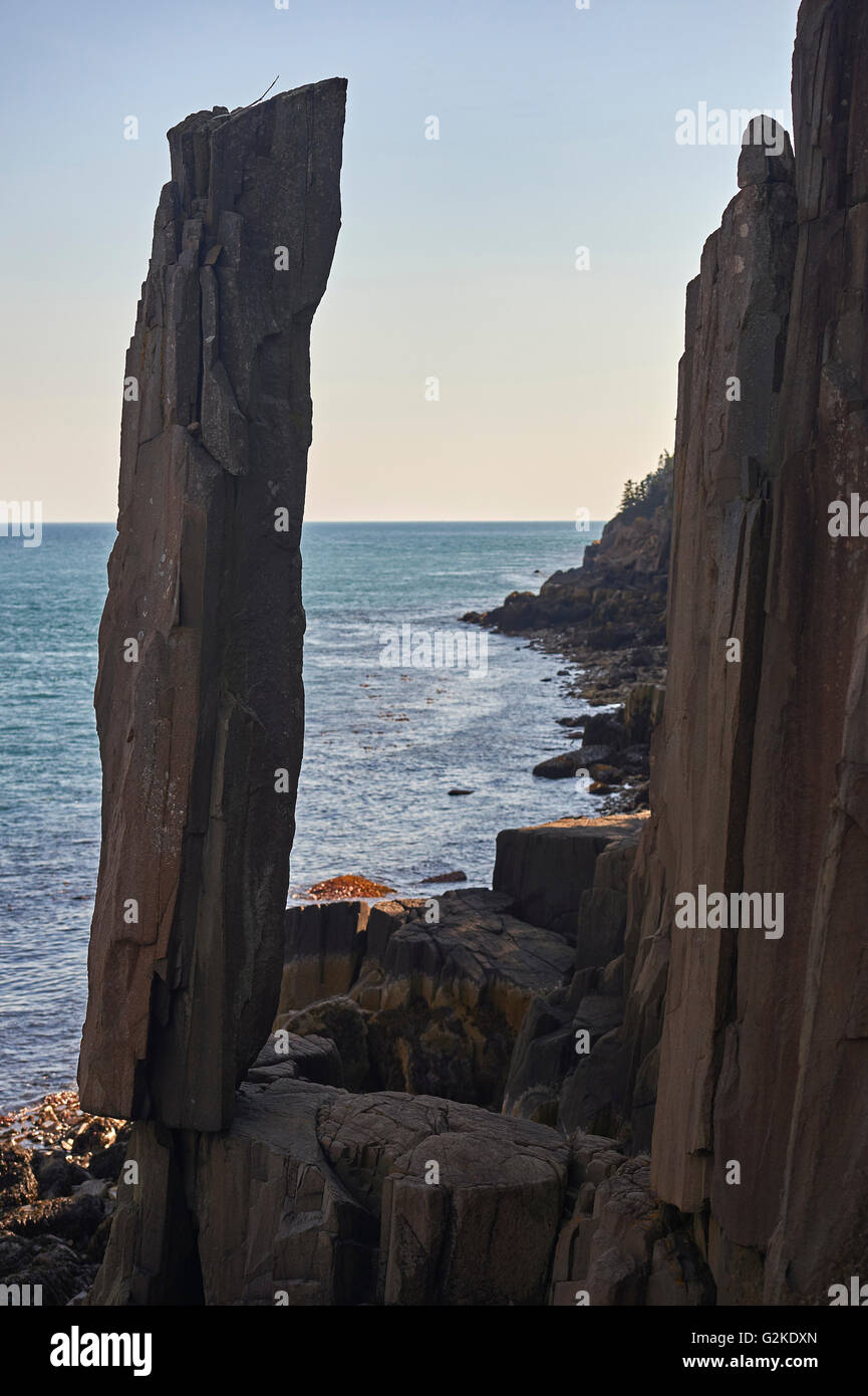 Balancing Rock, Tiverton, Long Island, Nova Scotia, Canada Stock Photo