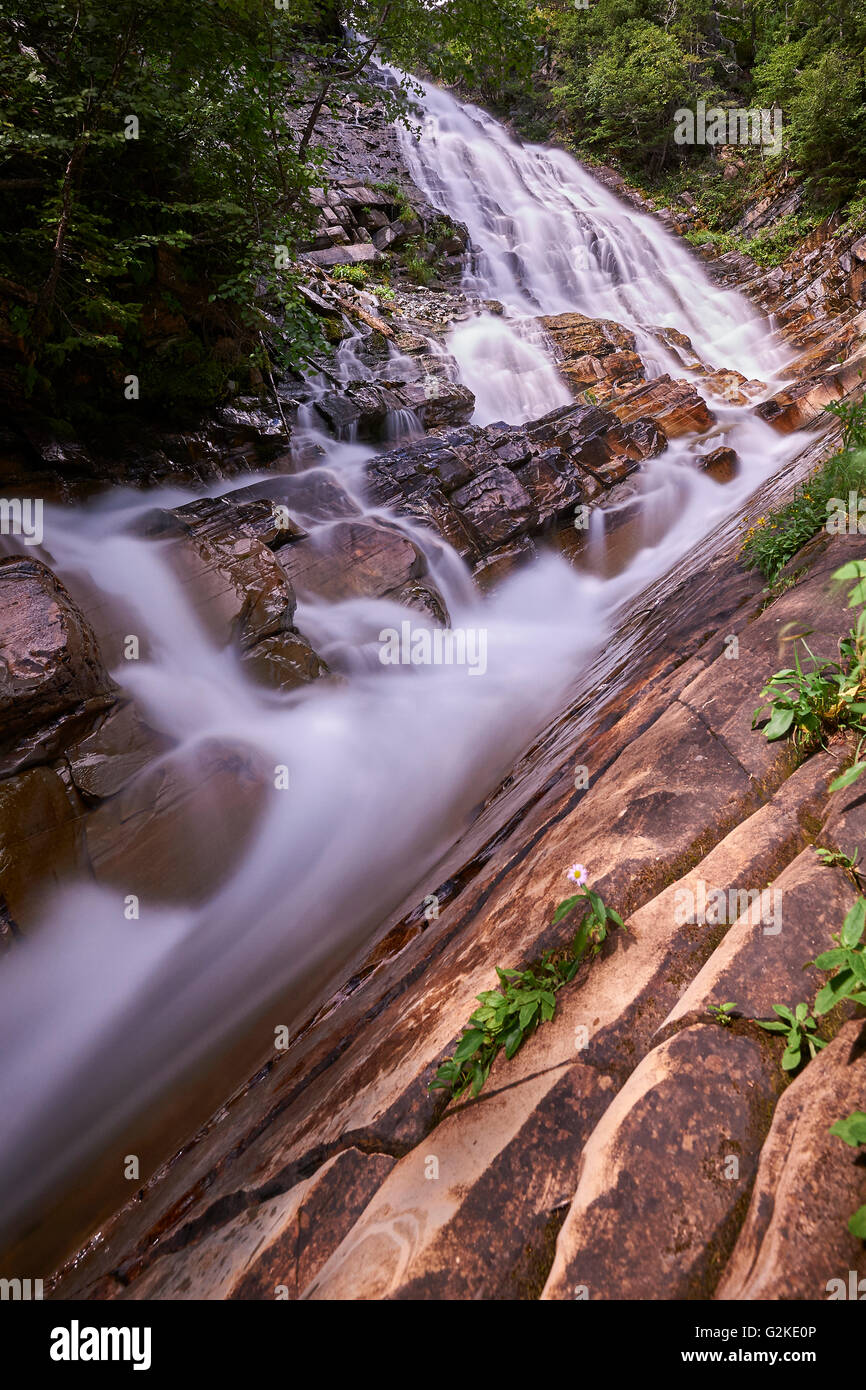 Upper Bertha Falls, Waterton Lakes National Park, Alberta, Canada Stock Photo