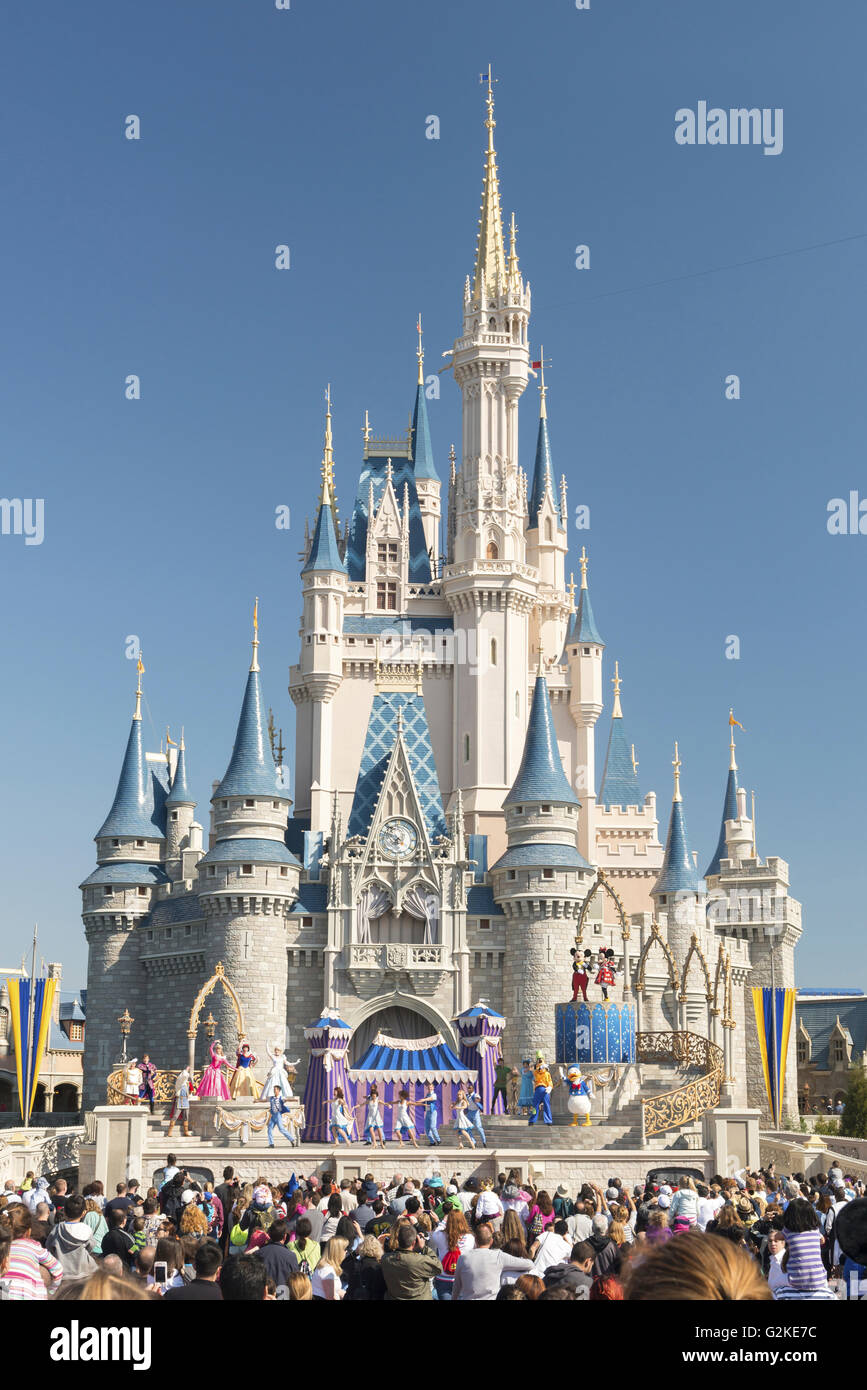 Cinderella Castle in the Magic Kingdom, Walt Disney World Resort, Bay Lake, Orange Conty, Florida, United States Stock Photo