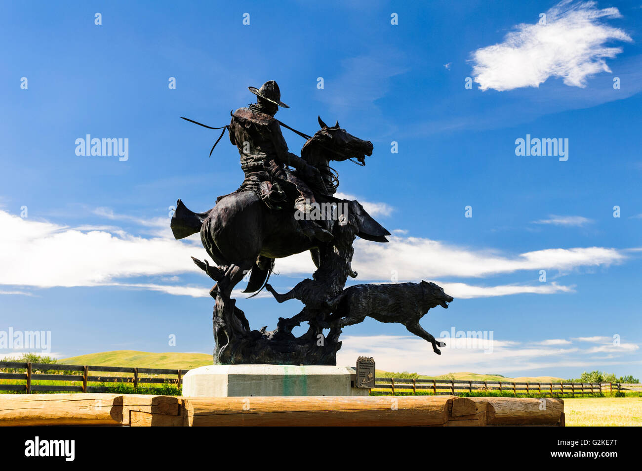 A statue at the Bar U Ranch in Alberta Stock Photo