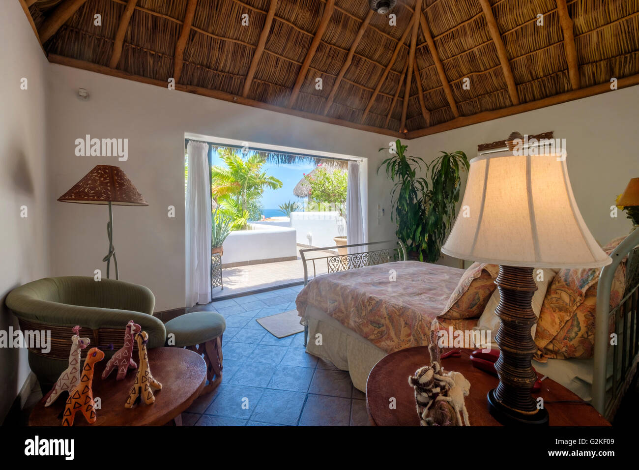 Mexico, Punta de Mita, bedroom in a residential home Stock Photo