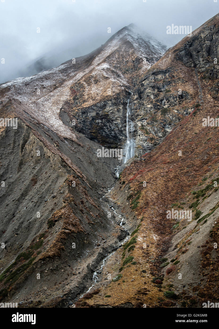 Nepal, Annapurna, Manang district, Pisang, waterfall Stock Photo