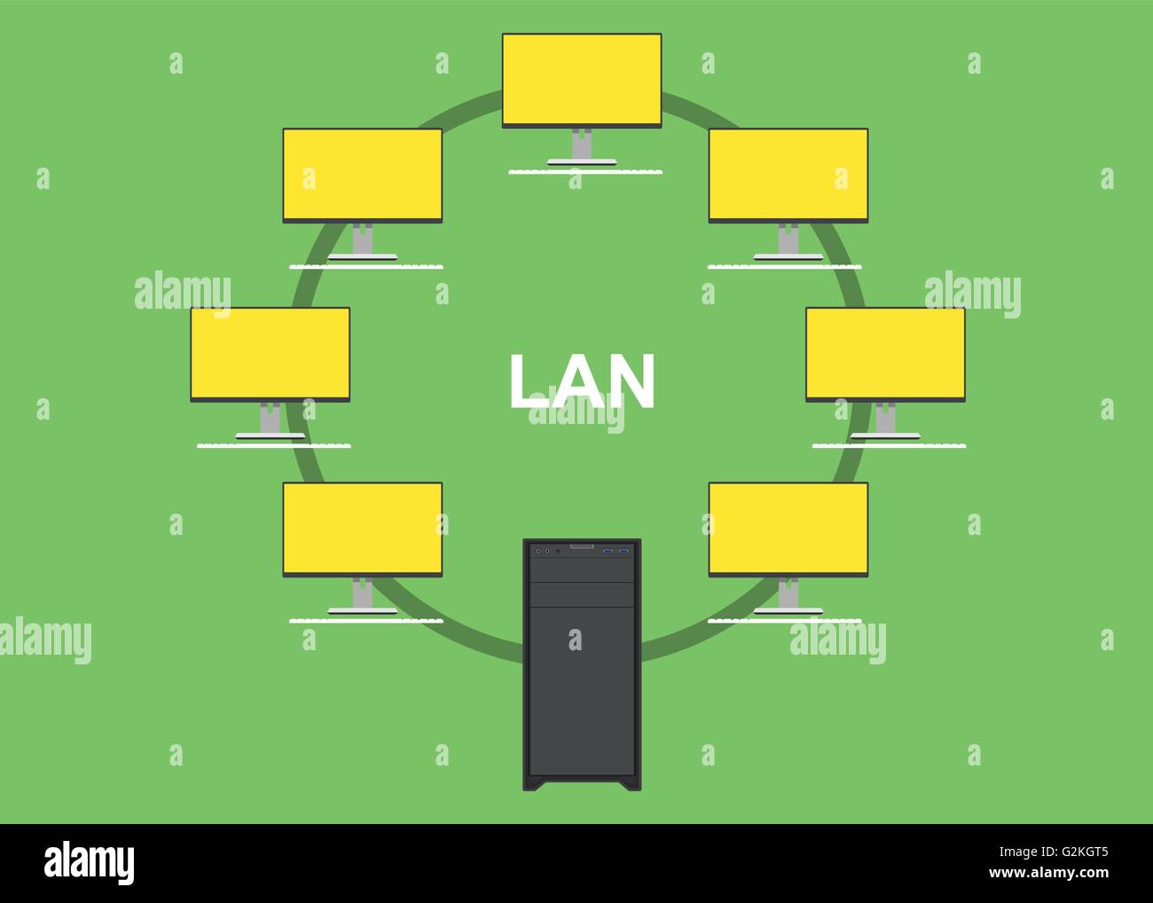 lan local area network with computer server Stock Vector Image & Art