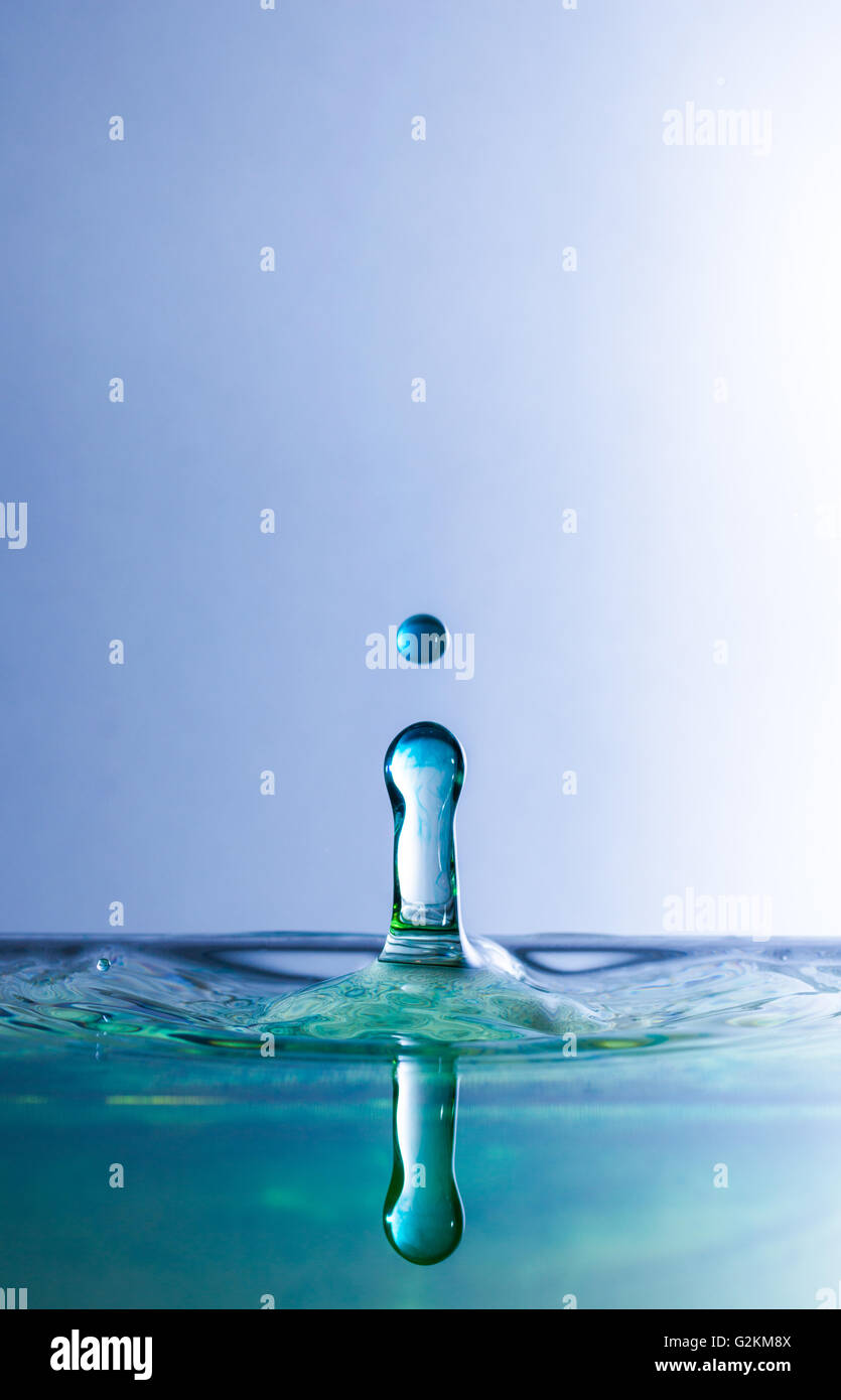 Water drop photography, one or two drops of water dropped from height