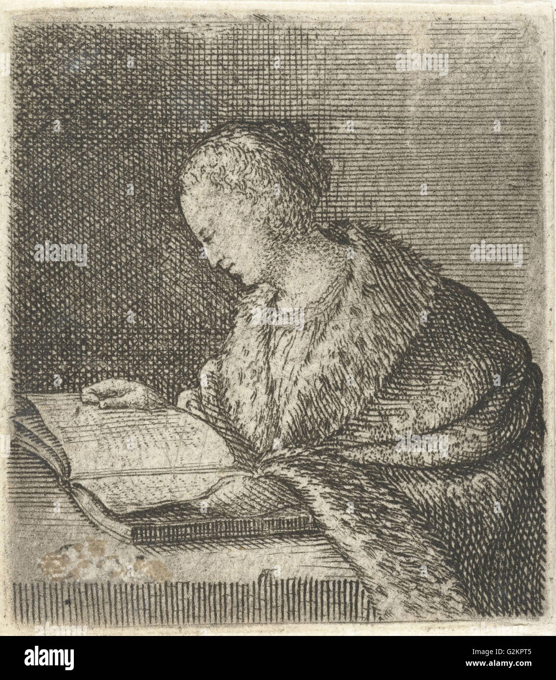 Woman Reading, Willem Basse, 1633 - 1672 Stock Photo