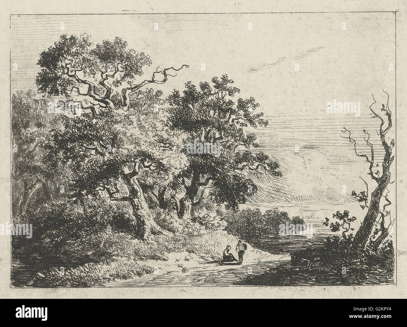 Landscape with trees and figures, Constantinus Cornelis Huysmans, 1820