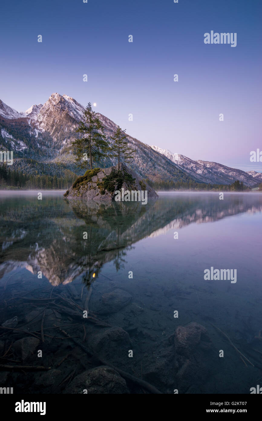 Dawn at lake 'Hintersee', Oberbayern in Germany Stock Photo