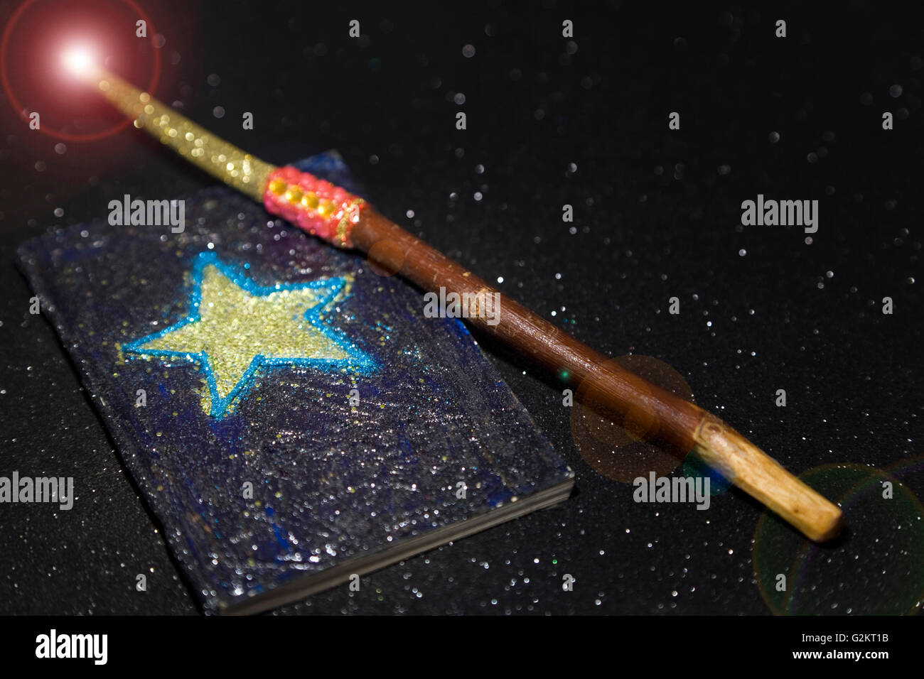 Magic Wand and Booklet Stock Photo