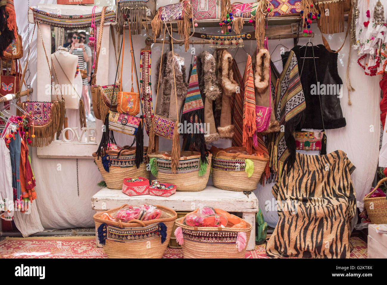 typical ibiza fashion east meets west Ibiza hippy market las dalias Carretera de Sant Carles Km 12 | Ibiza, Spain, 0750 Sant Carles de Peralta, Ibiza, Spain Stock Photo