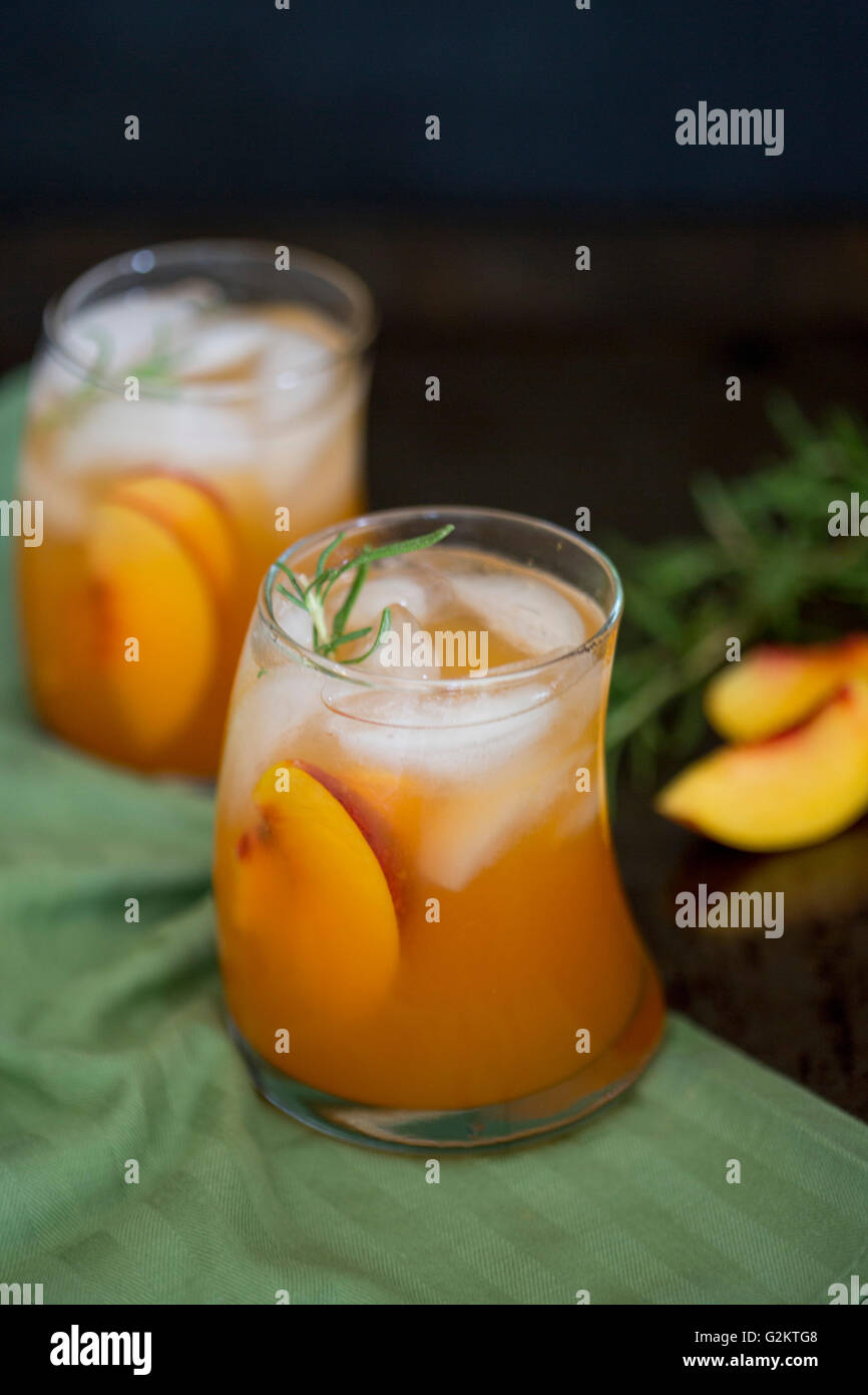 Peach and Rosemary Cocktails Stock Photo Alamy