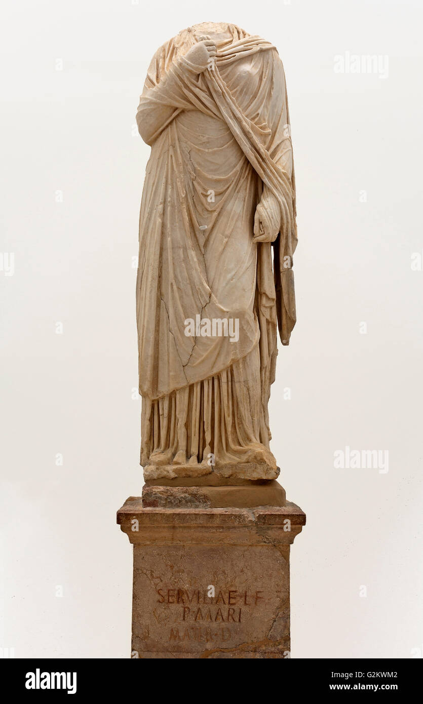 Statue of Servilia -1st century BC, Necropolis of Carmona, Seville province, Region of Andalusia, Spain, Europe Stock Photo