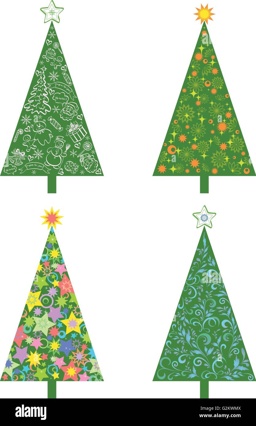 Christmas trees with patterns Stock Vector Image & Art - Alamy