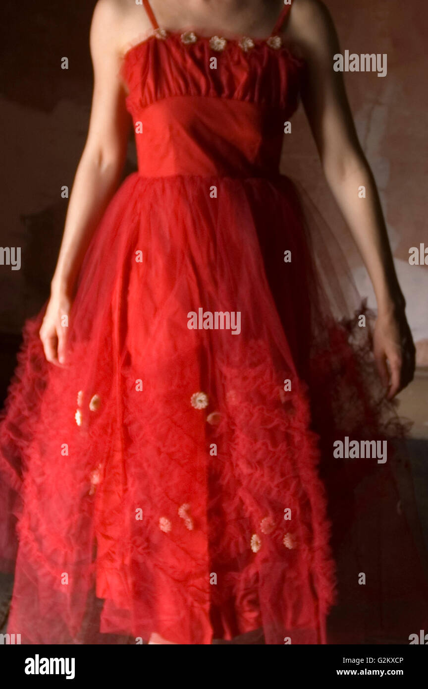 Woman in Red Dress Stock Photo - Alamy