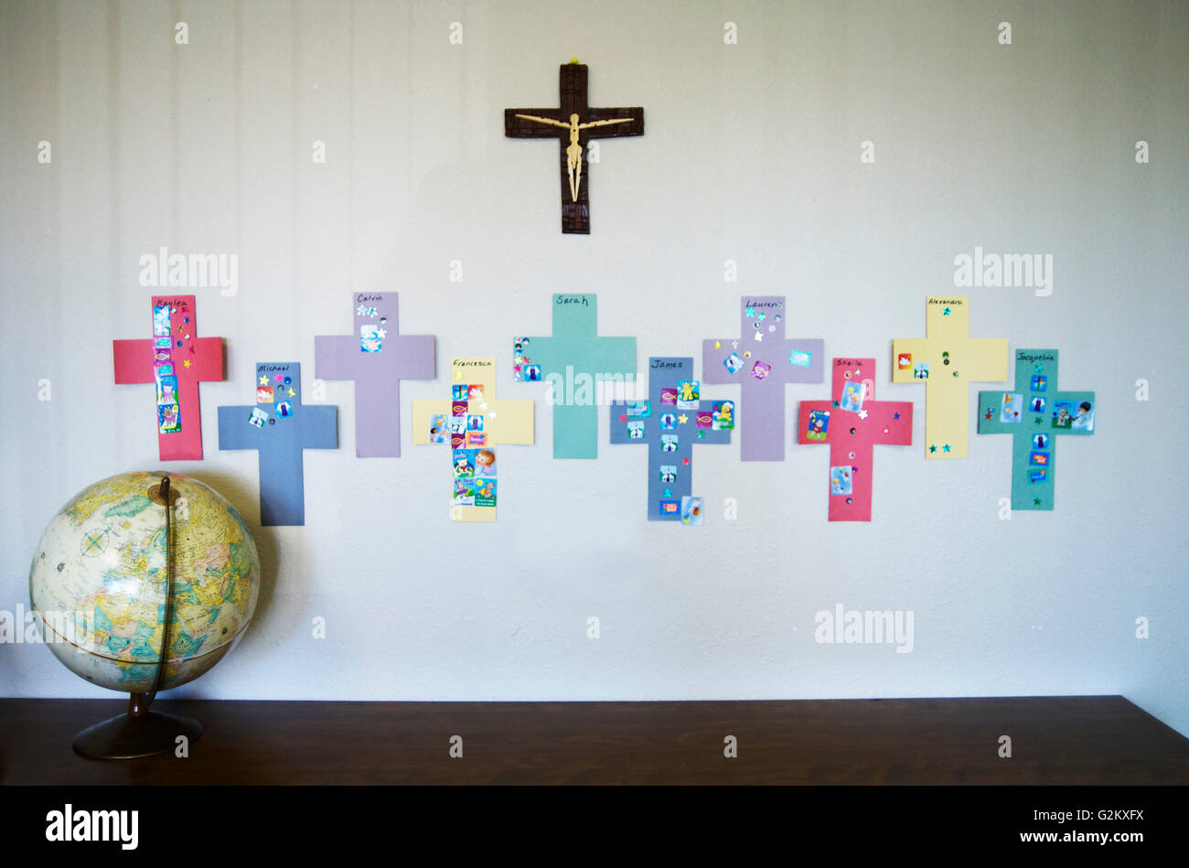Sunday School Crosses and Globe Stock Photo