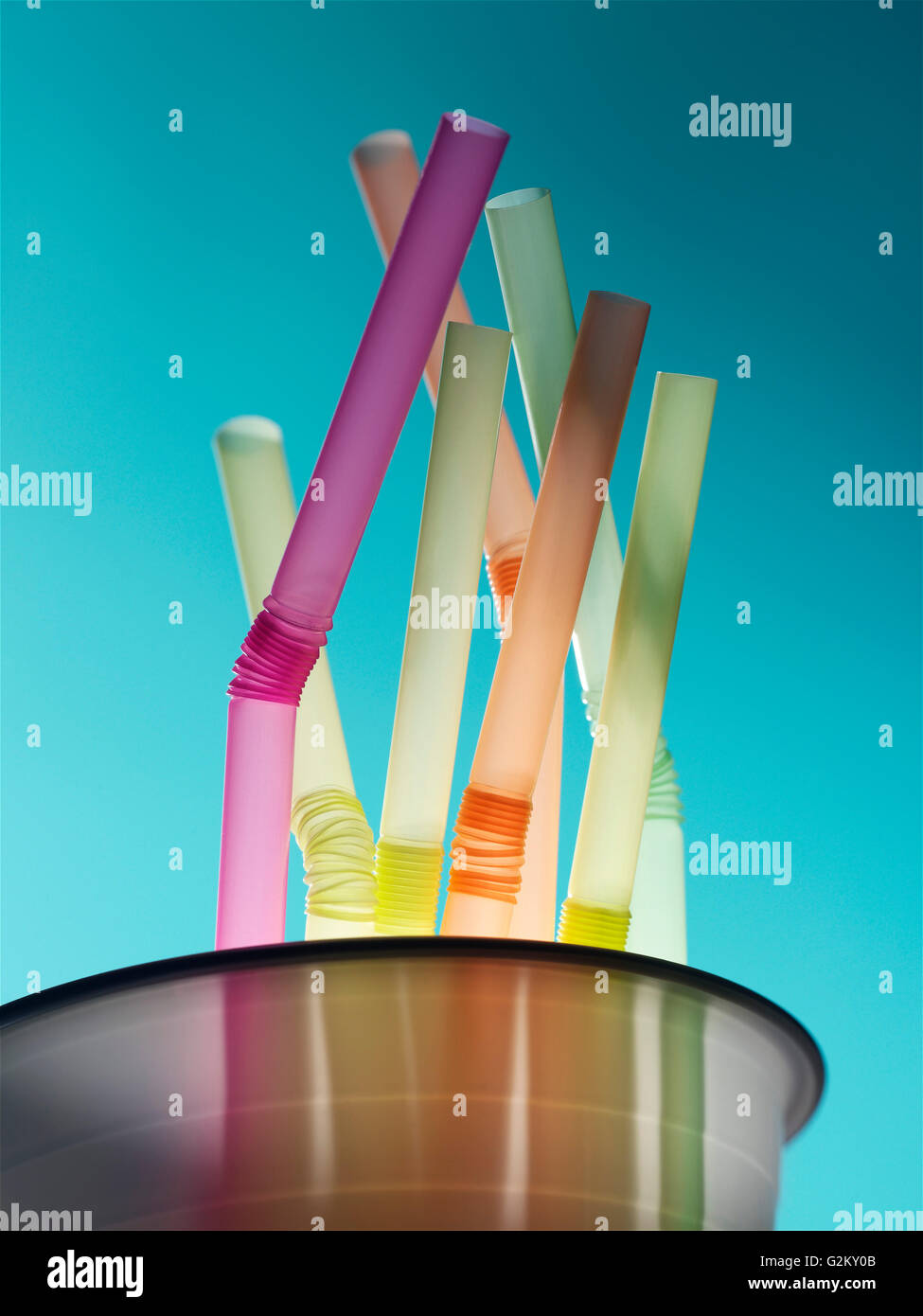 Colorful Plastic Bending Straws in Cup Stock Photo Alamy