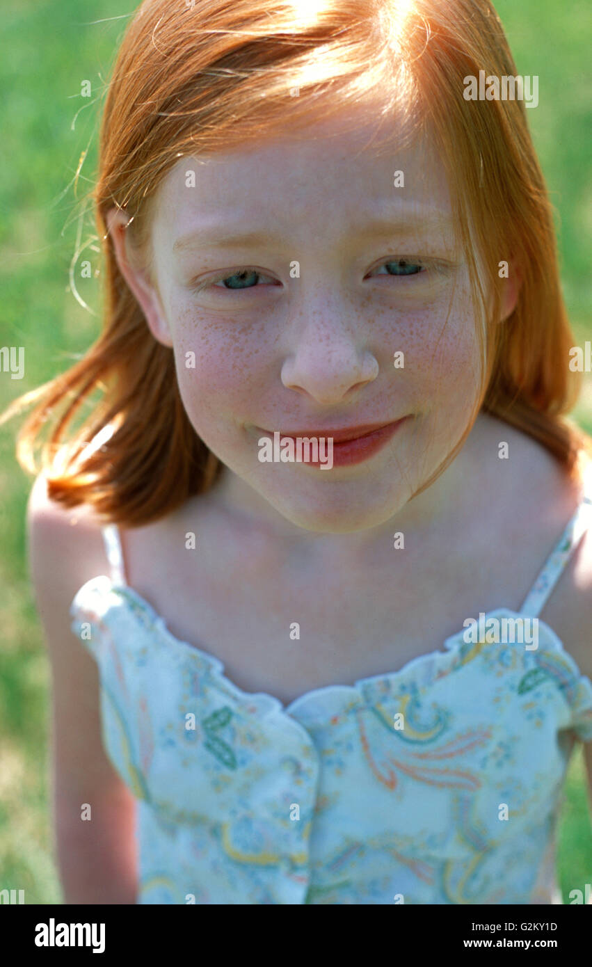Young Girl with Red Hair and Freckles Stock Photo - Alamy
