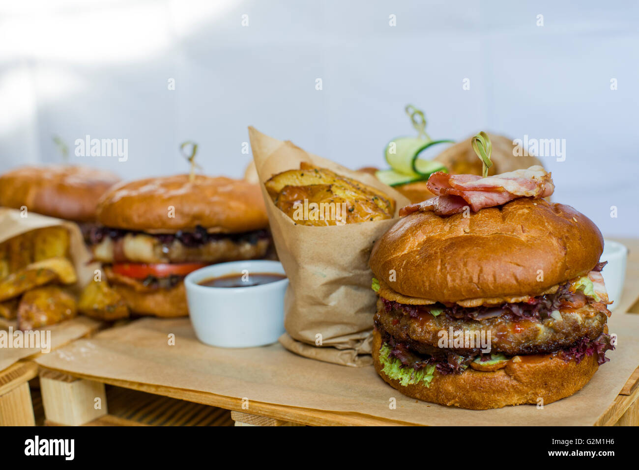 Set of hamburgers Stock Photo