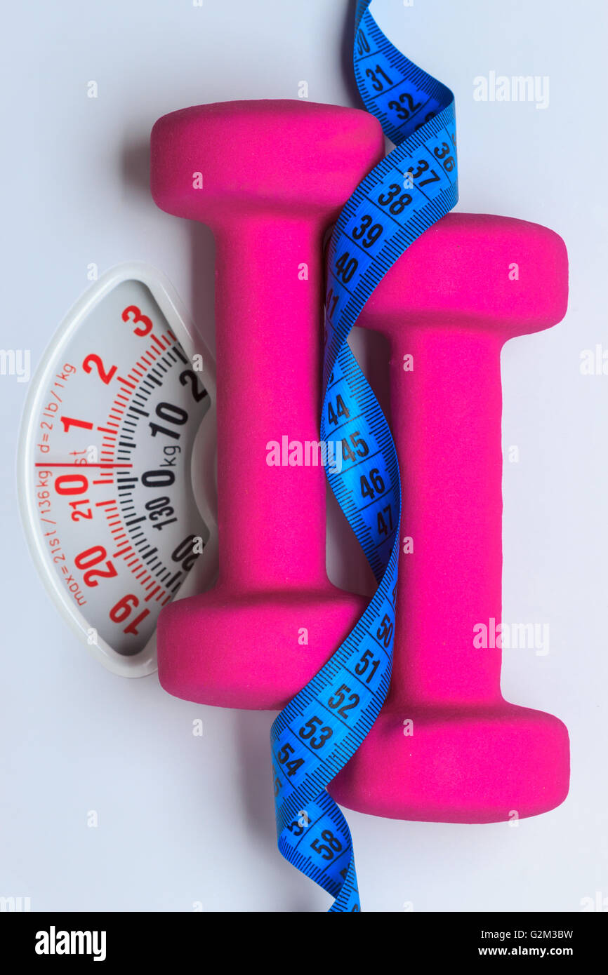 healthy lifestyle fitness weight control concept. Closeup pink