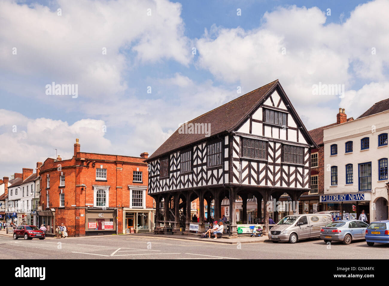 The town centre of Ledbury, with its Market House, built in 1617