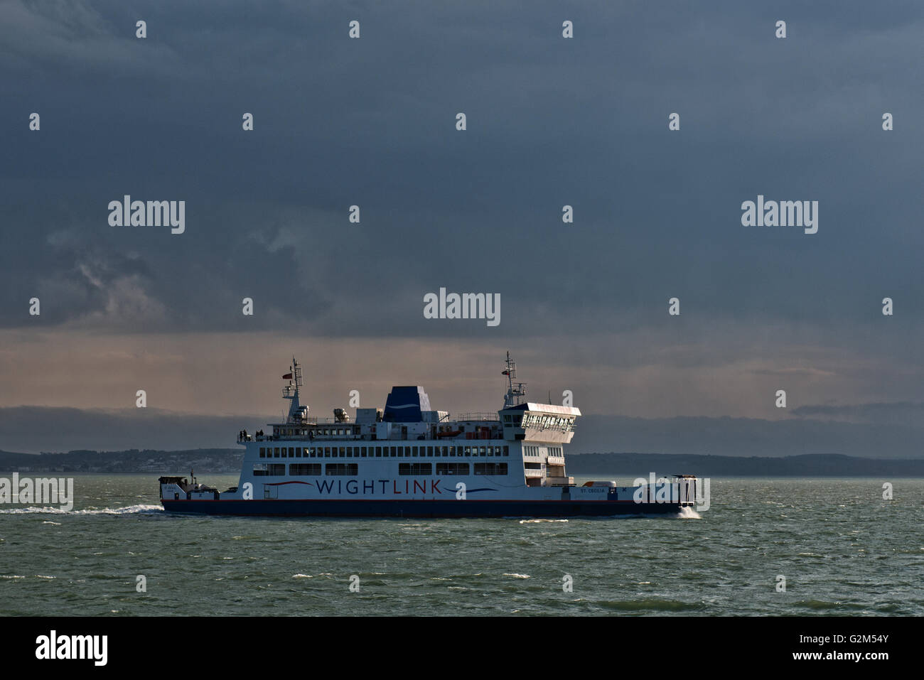 St Cecilia - Wightlink Ferry arriving at Portsmouth, Hampshire, UK Stock Photo