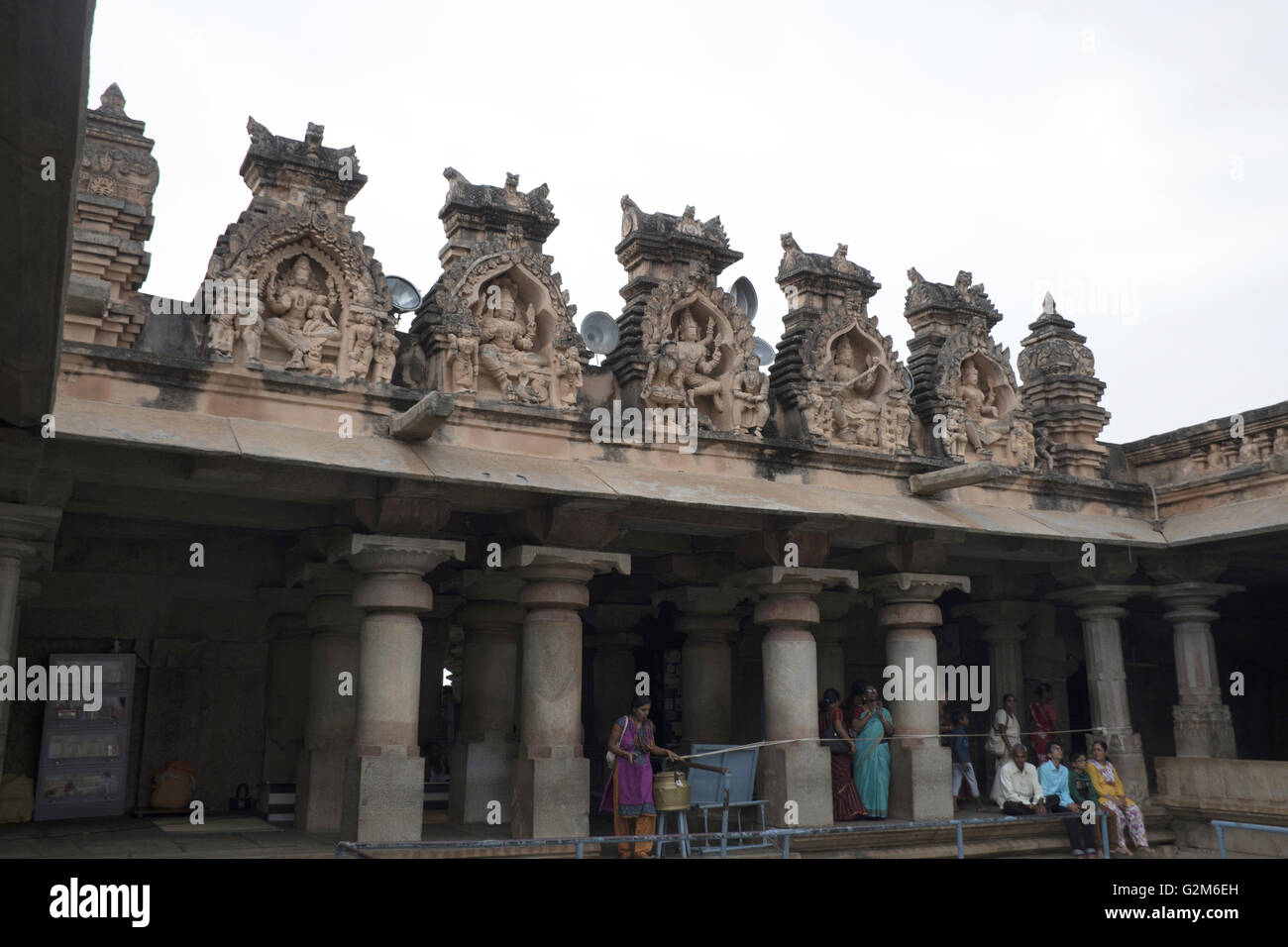 Carved figures at the top of the entrance porch, Gomateshwara temple