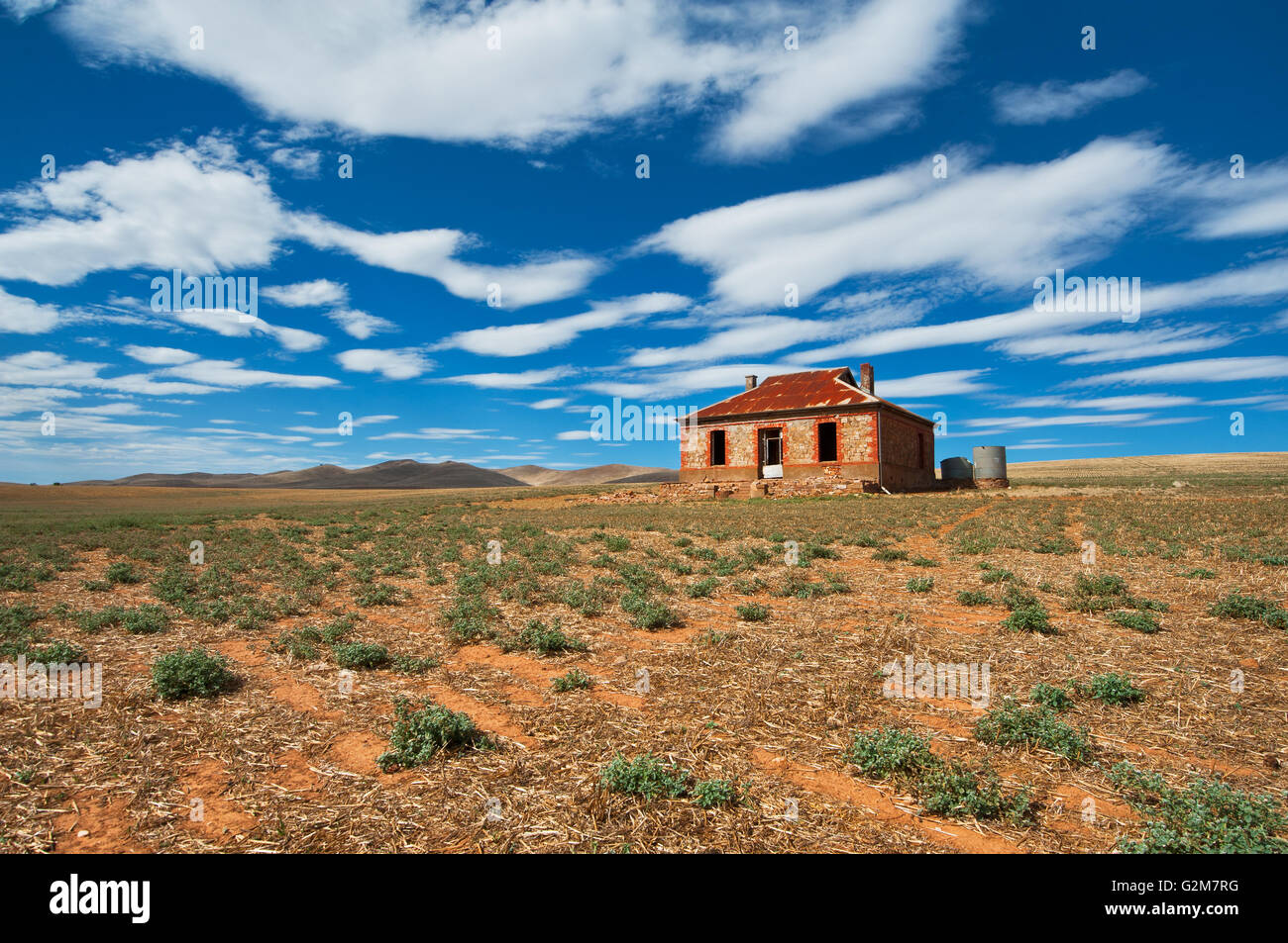 Historical Cobb & Co Cottage in Burra. Famous since the cover shot of Midnight Oil's album 'Diesel and Dust'. Stock Photo