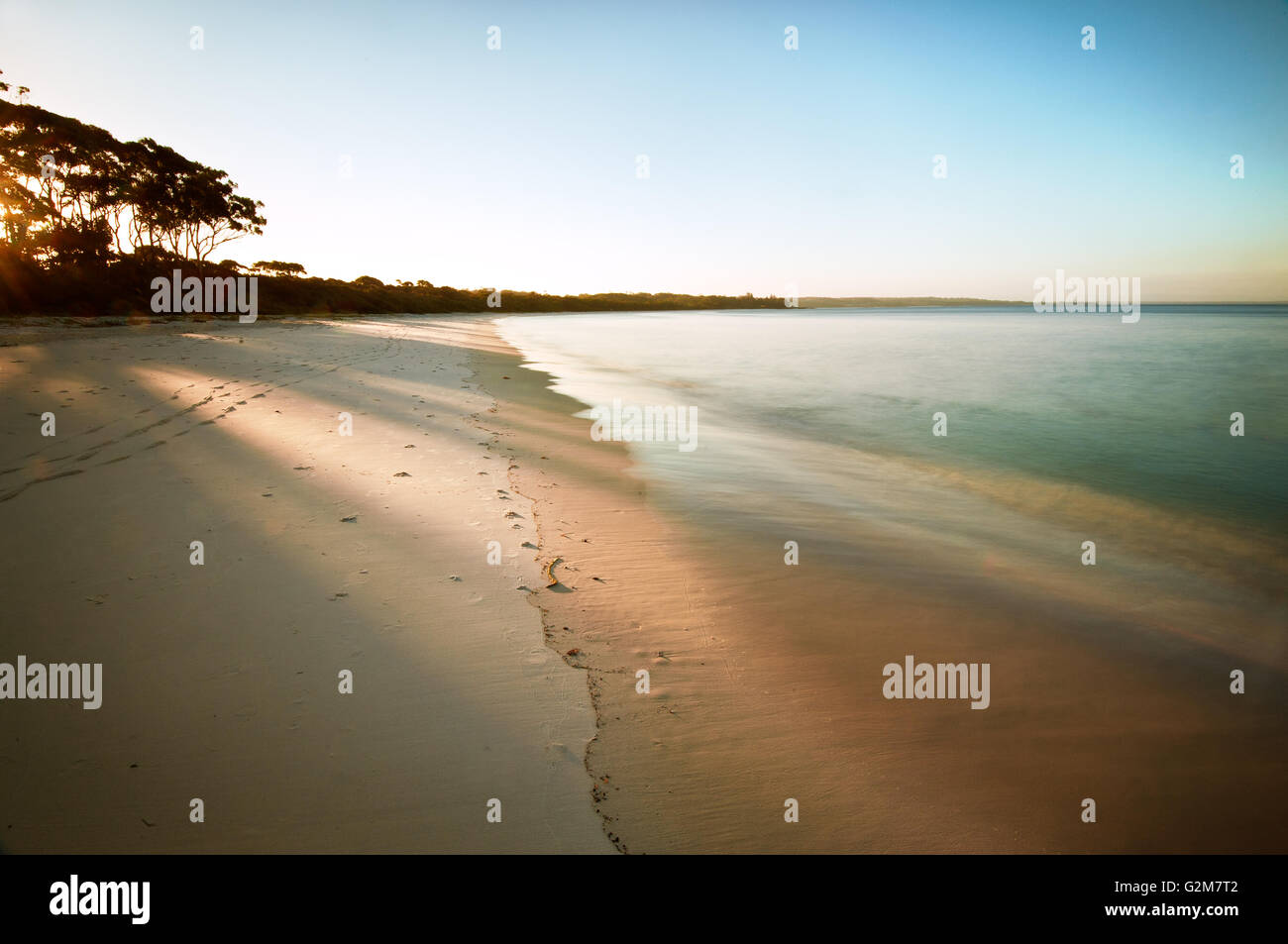 Last light on Greenpatch Point Beach in Jervis Bay. Stock Photo