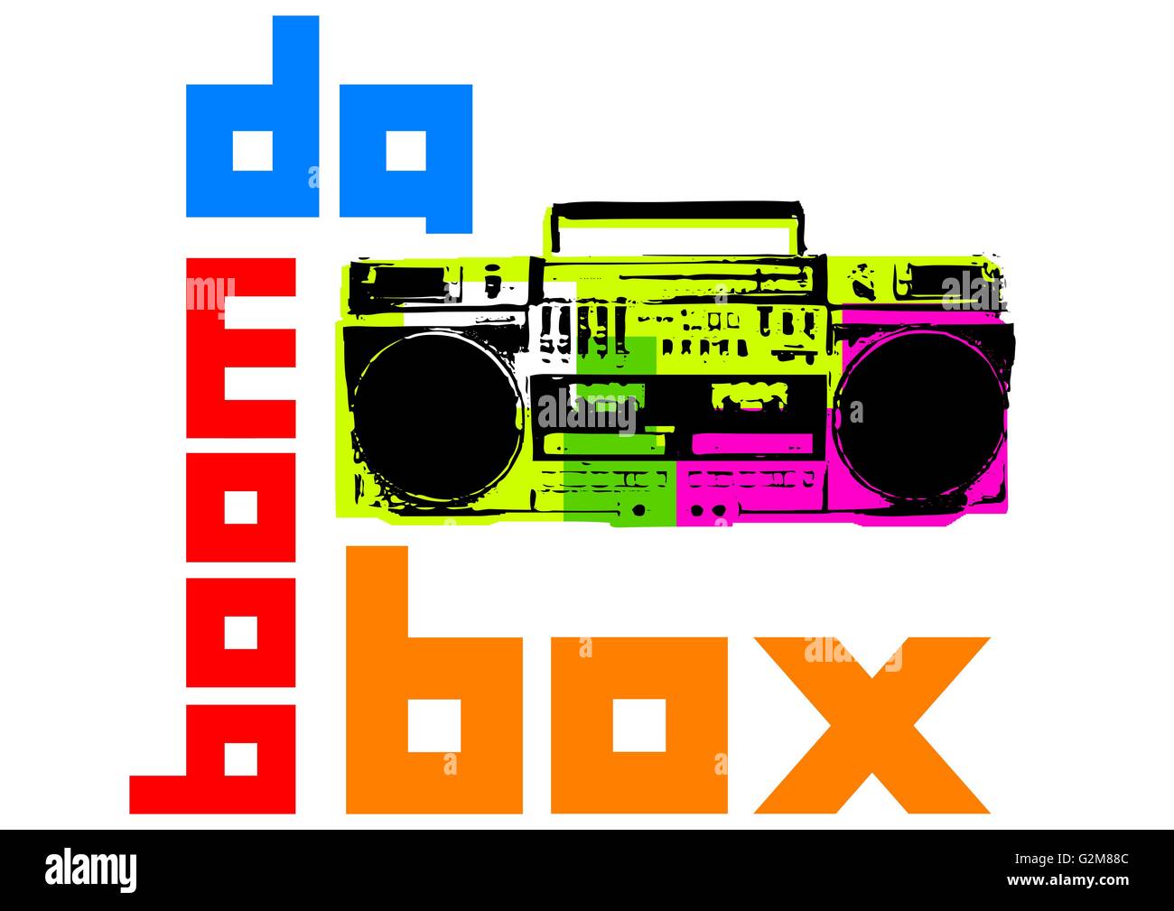 80's style boom box on white Stock Photo