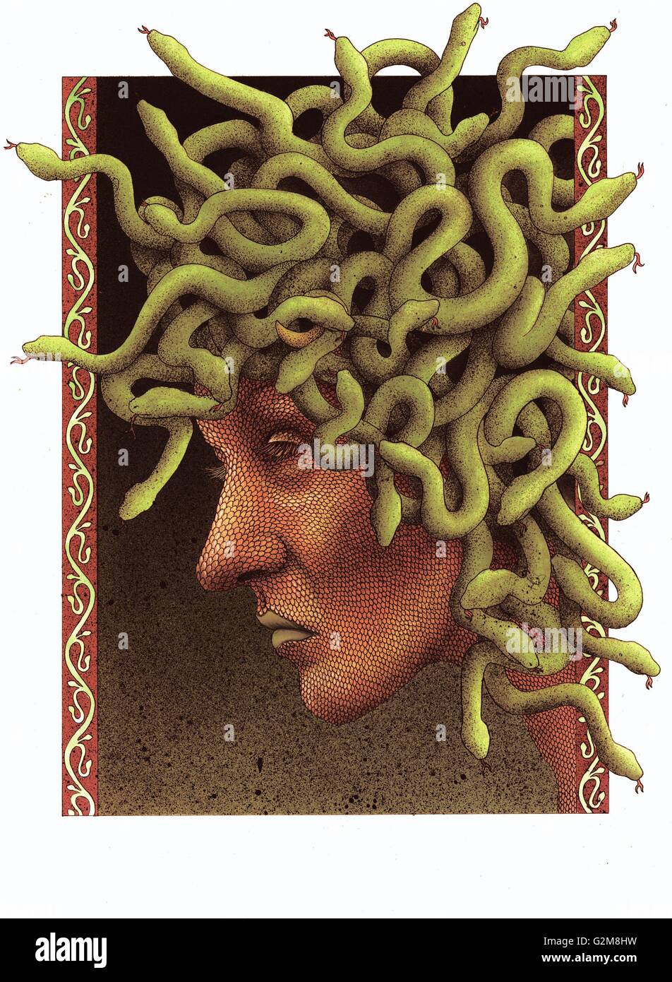 Fantasy image of head with snake hair Stock Photo