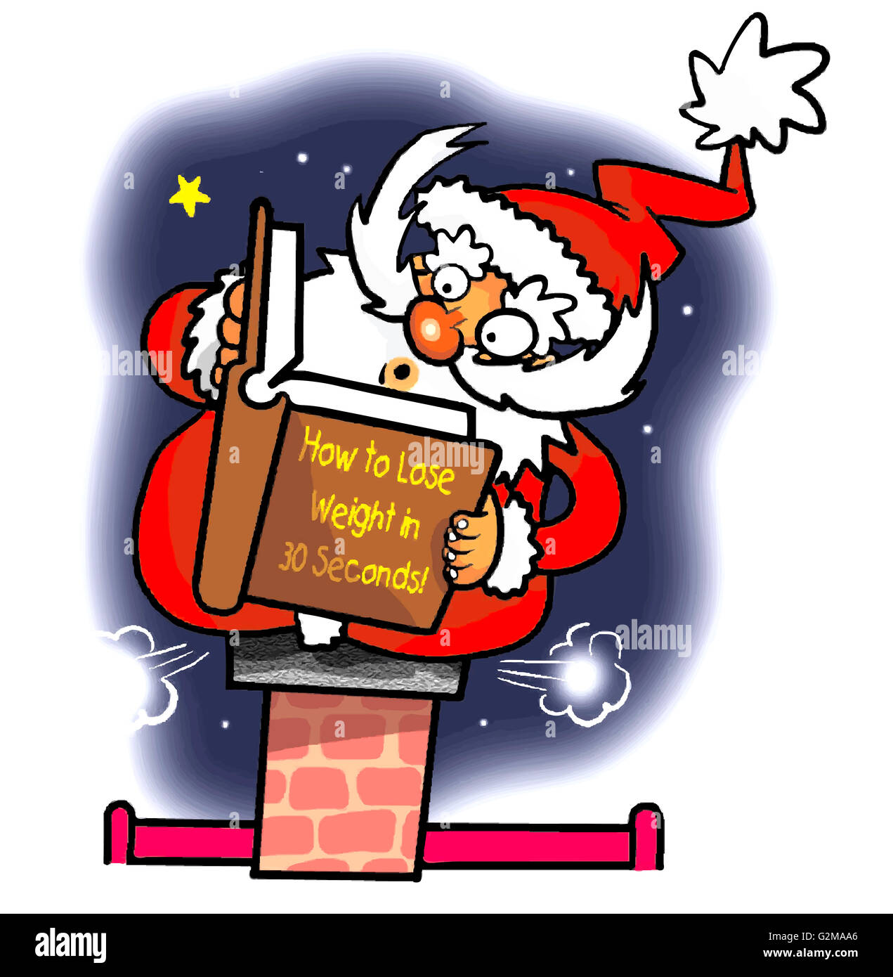 Santa claus stacked in chimney Stock Photo